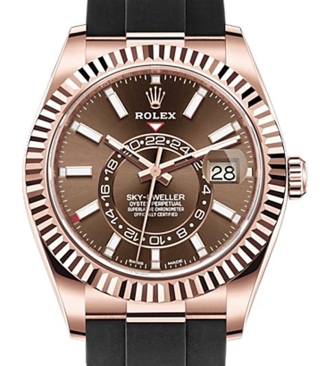 rolex sky dweller rose gold rubber strap